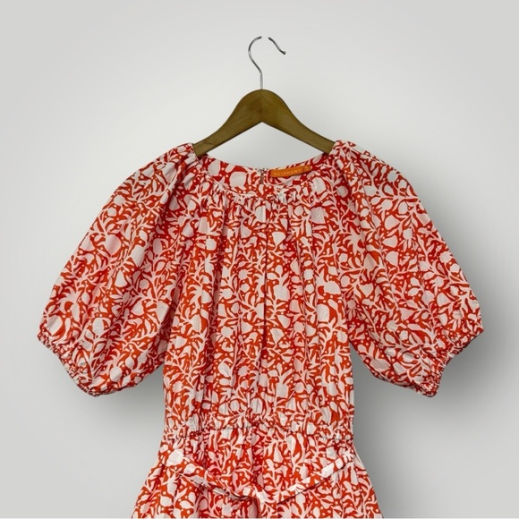 New Oliphant Dress Women Crew Flirty 1224V Orange Button Front Poplin Mini Sz XS - Picture 2 of 8